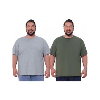 2 Packs Men's Big & Tall Crew Neck T-Shirts Short Sleeves Plain Casual T-Shirt