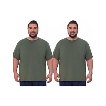 2 Packs Men's Big & Tall Crew Neck T-Shirts Short Sleeves Plain Casual T-Shirt