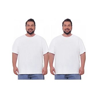 2 Packs Men's Big & Tall Crew Neck T-Shirts Short Sleeves Plain Casual T-Shirt