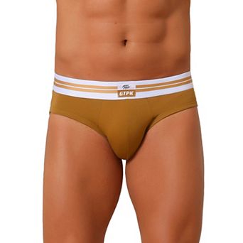 Men's Triangle Underwear Striped Waistband Mid Waist Soft Breathable Briefs