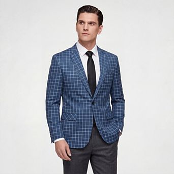 Men's Slim Fit Plaid Blazer One Button Casual Sport Coat Jacket for Business Wedding Party