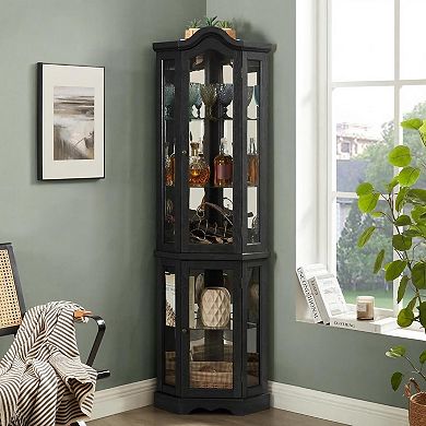 Glass Display Curio Cabinet with Shelves