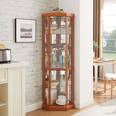 Corner Lighted Curio Cabinet Corner Glass Cabinet