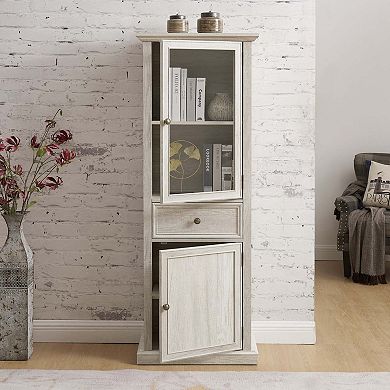Freestanding Cabinet with Glass Door and Shelves