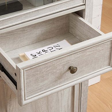 Freestanding Cabinet with Glass Door and Shelves