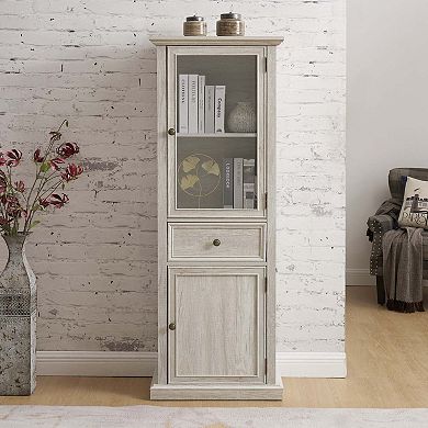 Freestanding Cabinet with Glass Door and Shelves