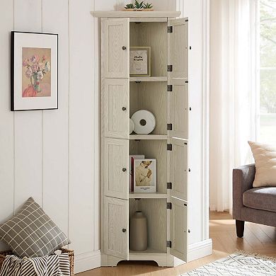 4-Tier Kitchen Pantry Storage Cabinet with 8 Doors