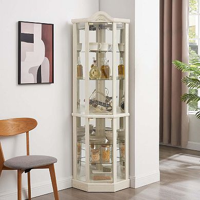 Glass Cabinet Lighted Corner Cabinet Corner Display Curio Cabinet