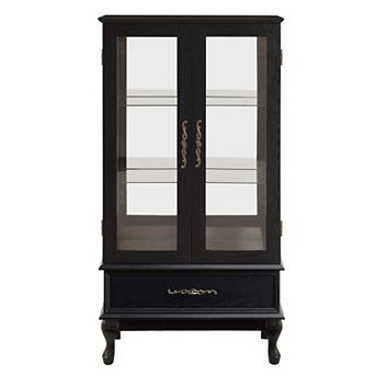 Lighted Curio Cabinet with Glass Doors and Adjustable Shelves