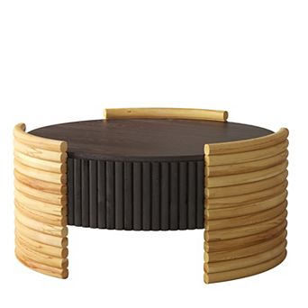 Modern Colorblocked Striped Coffee Table with Flip Top Storage Coffee Table