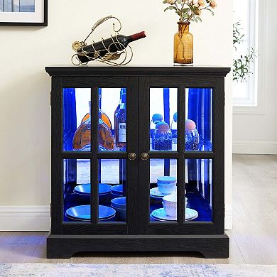 LED Curio Display Cabinet Antique Display Cabinet with Adjustable Shelves