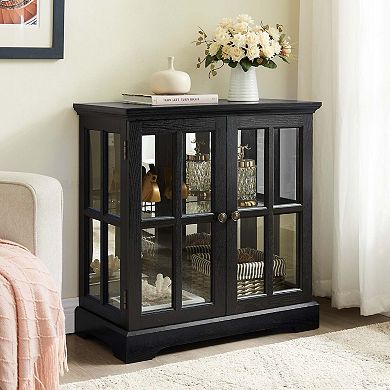 LED Curio Display Cabinet Antique Display Cabinet with Adjustable Shelves