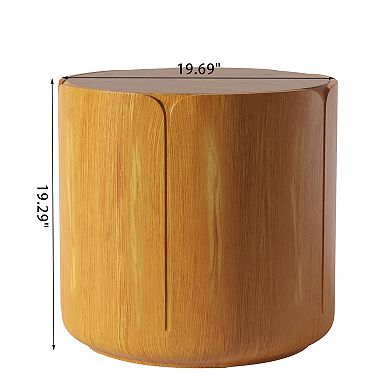 Round Outdoor Indoor Side Table Set Modern Wood Grain Patio Garden Stool Set