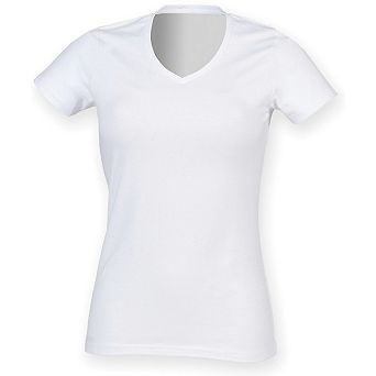 Skinni Fit Womens/Ladies Feel Good Stretch V Neck T-Shirt