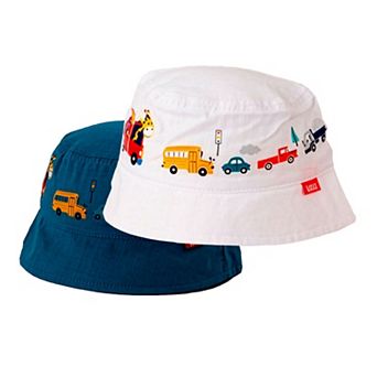 Toddler Boys Bucket Hat With Train Pattern, Fits Ages 1 Year to 4 Years, 2 Pack Hat
