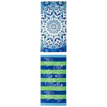 2 Packs Cartoon Pattern Oversized Beach Towel Sand Free Quick Dry Absorbent Travel Towel 71" x 35"