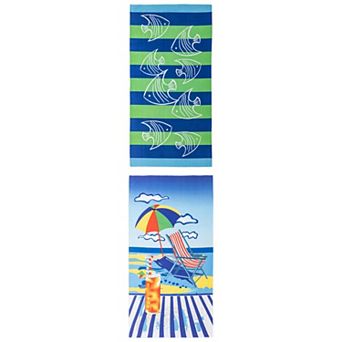 2 Packs Cartoon Pattern Oversized Beach Towel Sand Free Quick Dry Absorbent Travel Towel 71" x 35"