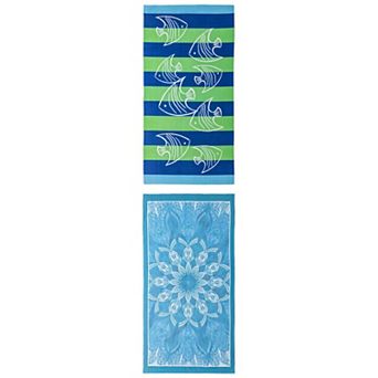 2 Packs Cartoon Pattern Oversized Beach Towel Sand Free Quick Dry Absorbent Travel Towel 71" x 35"