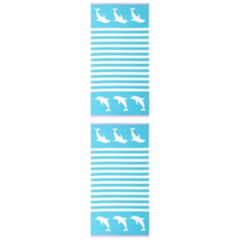 2 Packs Stripe Animals Beach Towel, Quick Dry, Sand Free Marine Life Prints Towel for Beach 55"x28"