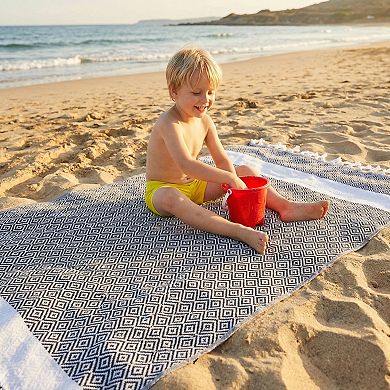 2 Packs Turkish Beach Towel , Geometric Pattern with Tassels Sandproof Quick Dry for Pool 71" x 40"