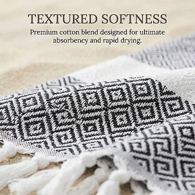 2 Packs Turkish Beach Towel , Geometric Pattern with Tassels Sandproof Quick Dry for Pool 71" x 40"