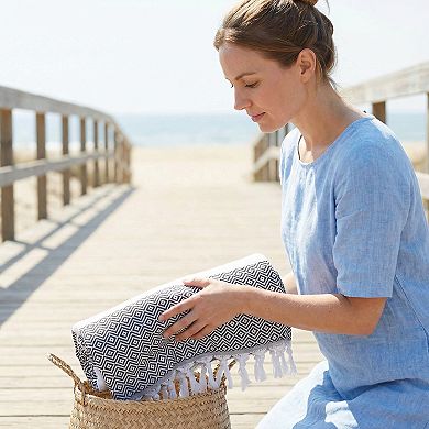 2 Packs Turkish Beach Towel , Geometric Pattern with Tassels Sandproof Quick Dry for Pool 71" x 40"