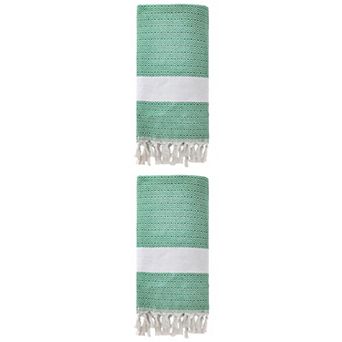 2 Packs Turkish Beach Towel , Geometric Pattern with Tassels Sandproof Quick Dry for Pool 71" x 40"