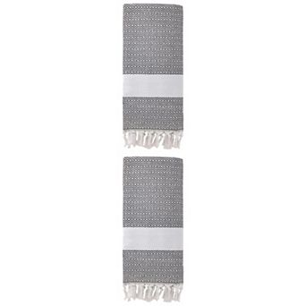 2 Packs Turkish Beach Towel , Geometric Pattern with Tassels Sandproof Quick Dry for Pool 71" x 40"