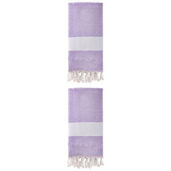 2 Packs Turkish Beach Towel , Geometric Pattern with Tassels Sandproof Quick Dry for Pool 71" x 40"
