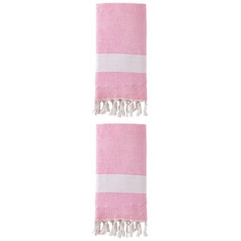 2 Packs Turkish Beach Towel , Geometric Pattern with Tassels Sandproof Quick Dry for Pool 71" x 40"