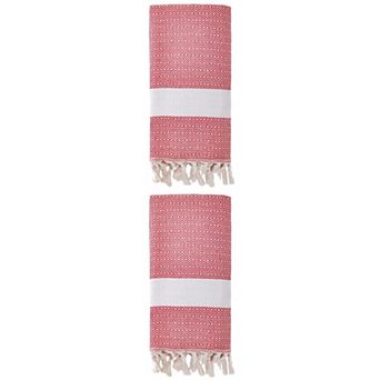2 Packs Turkish Beach Towel , Geometric Pattern with Tassels, Sandproof Quick Dry 71" x 40"