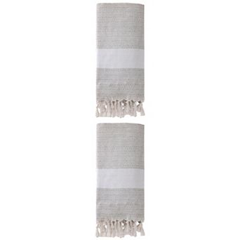2 Packs Turkish Beach Towel , Geometric Pattern with Tassels, Sandproof Quick Dry 71" x 40"