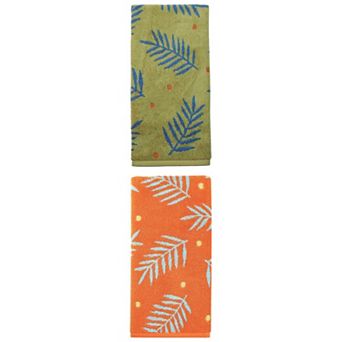 Cotton Soft Hand Towel for Bathroom, Leaf Pattern Absorbent Towel for Home 29" x 13"