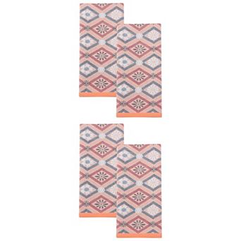 Cotton Geometric Floral Jacquard Hand Towel 29 x 13 Inch Soft Absorbent Decorative Towel for Room