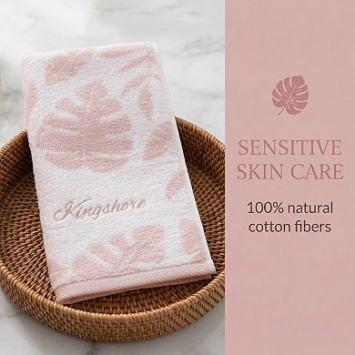Cotton Hand Towel 28 x 13 Inches Leaf Jacquard Soft Absorbent Bathroom Hand Towel