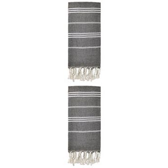2 Packs Stripe Turkish Beach Towel with Tassel, Quick Dry Sand Free Towel for Beach Bath 71" x 35"
