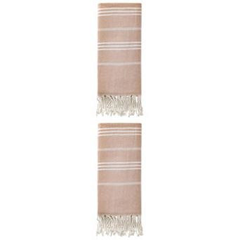 2 Packs Stripe Turkish Beach Towel with Tassel, Quick Dry Sand Free Towel for Beach Bath 71" x 35"