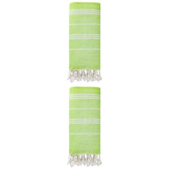 2 Packs Stripe Turkish Beach Towel with Tassel, Quick Dry Sand Free Towel for Beach Bath 71" x 35"