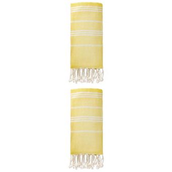 2 Packs Stripe Turkish Beach Towel with Tassel, Quick Dry Sand Free Towel for Beach Bath 71" x 35"