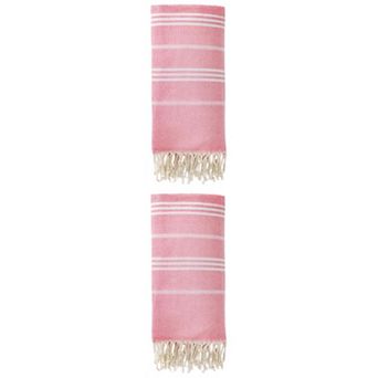 2 Packs Stripe Turkish Beach Towel with Tassel, Quick Dry Sand Free Towel for Beach Bath 71" x 35"