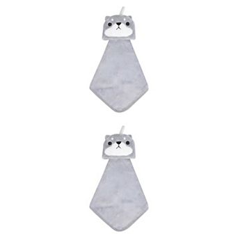 2 Packs Animal Hanging Hand Towel, Soft Absorbent Quick Dry, Cute Decorative Towel 8" x 15"