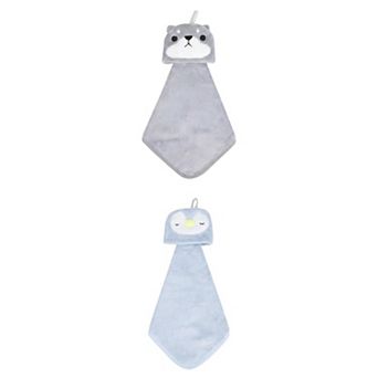 2 Packs Animal Hanging Hand Towel, Soft Absorbent Quick Dry, Cute Decorative Towel 8" x 15"