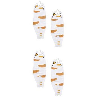 Cute Animal-Shaped Hanging Hand Towels Super Absorbent Soft Coral Fleece Towels 13"x6"