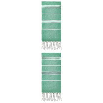 2 Packs Stripe Turkish Beach Towel with Tassel Sand Free Towel for Beach Bath 71" x 35"