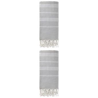 2 Packs Stripe Turkish Beach Towel with Tassel Sand Free Towel for Beach Bath 71" x 35"