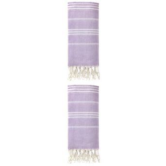 2 Packs Stripe Turkish Beach Towel with Tassel Sand Free Towel for Beach Bath 71" x 35"
