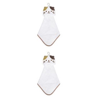 2 Packs Animal Hanging Hand Towel, Soft Absorbent Quick Dry Cute Decorative Towel for Home 8" x 15"