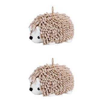 2 Packs Cute Animal Chenille Hanging Hand Towel Absorbent Soft Bathroom Towel for Kitchen 6" x 10"