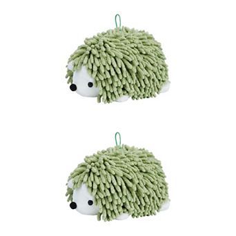 2 Packs Cute Animal Chenille Hanging Hand Towel Absorbent Soft Bathroom Towel for Kitchen 6" x 10"