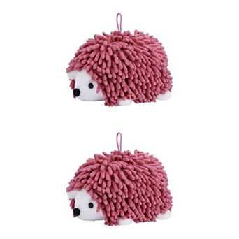 2 Packs Cute Animal Chenille Hanging Hand Towel Absorbent Soft Bathroom Towel for Kitchen 6" x 10"